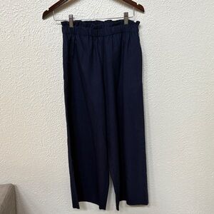 AVN Navy Wool Cropped Trousers